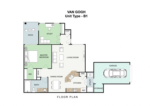 2 bedroom 1 bathroom Floor plan A at Landing at Round Rock, Round Rock, TX, 78681